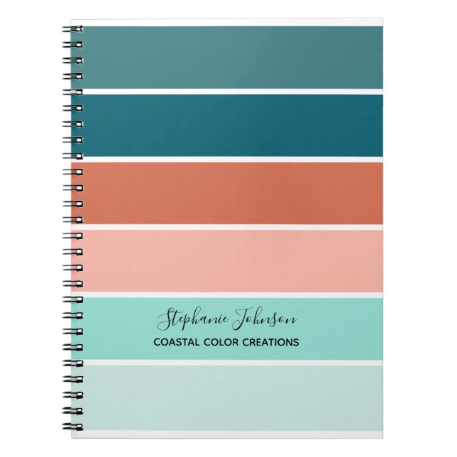 Tropical Sunset Colors Striped Personalized Notebook (Front)