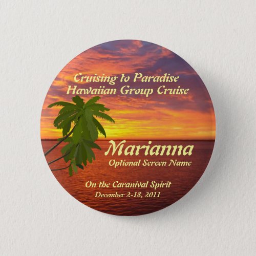 Tropical Sunset Cruise Name Badge Button