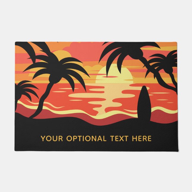 Tropical Sunset custom text door mat (Front)
