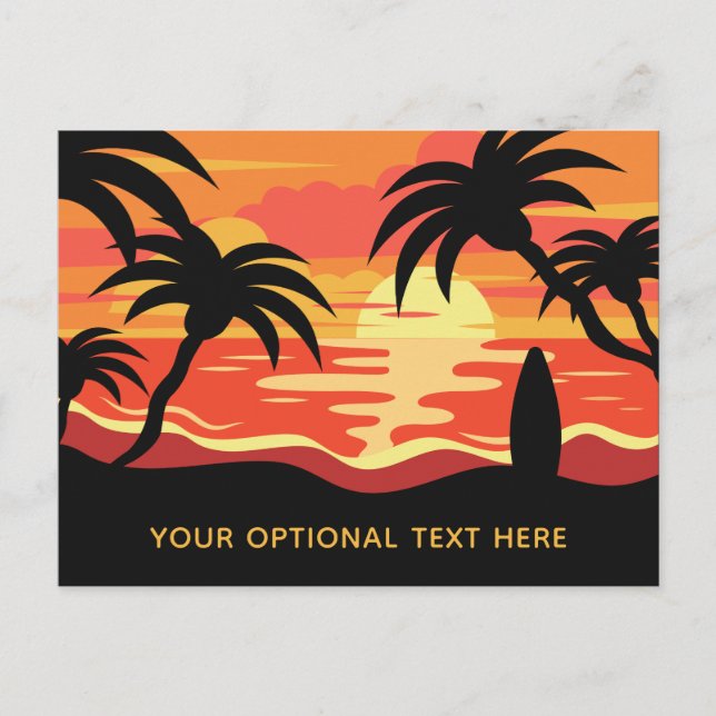 Tropical Sunset custom text postcard (Front)