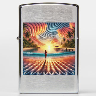 Tropical Sunset Dreamscape: Infinite Summer Bliss Zippo Lighter