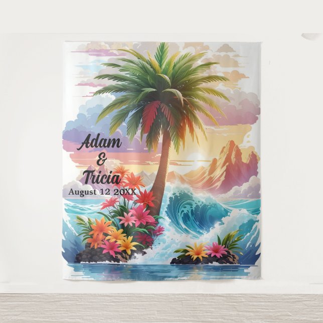 Tropical Sunset Escape Wedding Backdrop (Front)