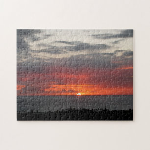 Tropical Sunset Evening Blue Ocean Nature Jigsaw Puzzle