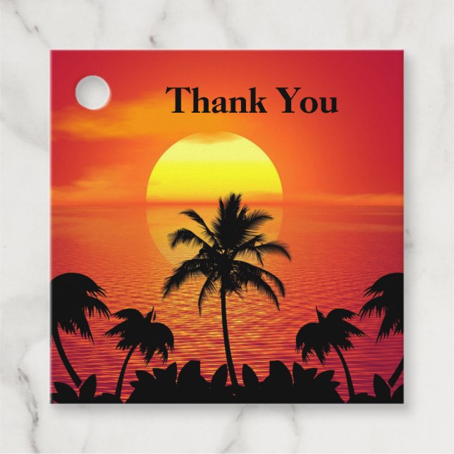 Tropical Sunset Favor Tags (Front)