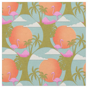 Tropical Sunset Flamingo Fabric