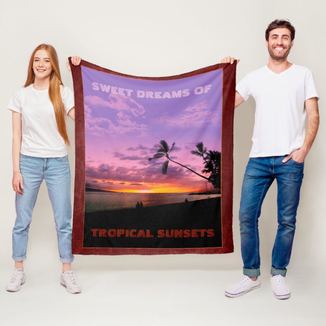 Tropical Sunset Fleece Blanket (In Situ)