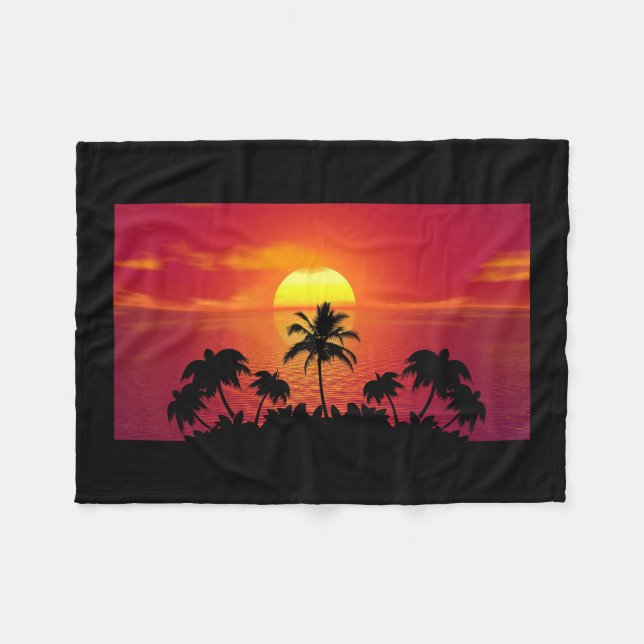Tropical Sunset Fleece Blanket (Front (Horizontal))