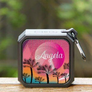 Tropical Sunset Gradient Modern Beach Name Bluetooth Speaker