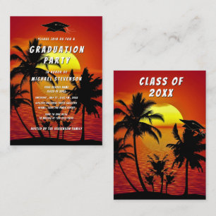 Tropical Sunset Graduation Invitation template