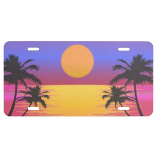 Tropical Sunset Graphic License Plate