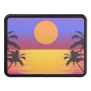 Tropical Sunset Graphic Personalised Hitch Cover