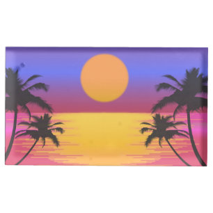 Tropical Sunset Graphic Place Card Holder