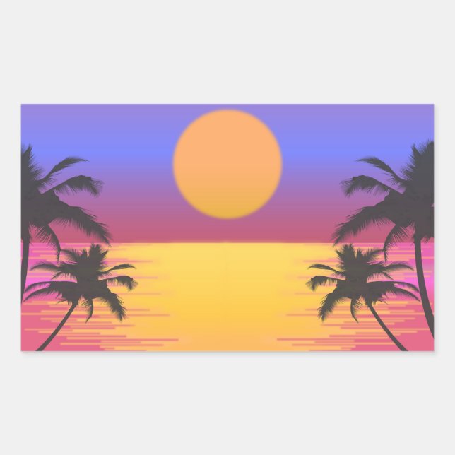 Tropical Sunset Graphic Rectangular Sticker (Front)