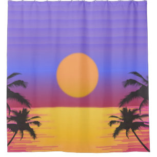 Tropical Sunset Graphic Shower Curtain