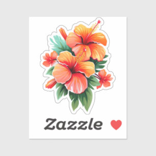 Tropical Sunset: Hibiscus Harmony Sticker