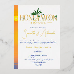 Tropical Sunset Honeymoon Couples Shower Foil Invitation