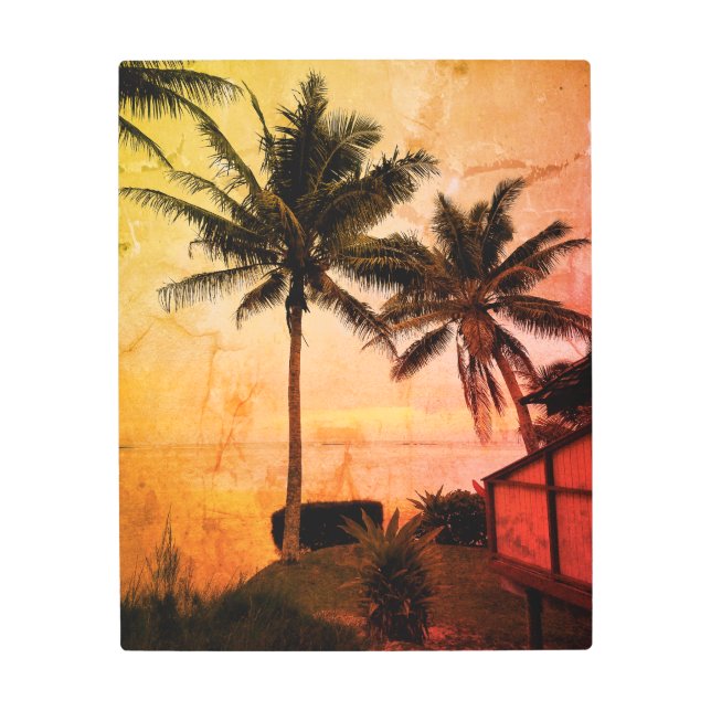 Tropical Sunset in the Cook Islands Metal Print (Front)