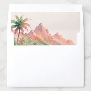 Tropical Sunset Island Beach Watercolor Wedding Envelope Liner