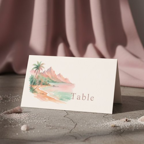 Tropical Sunset Island Beach Watercolor Wedding