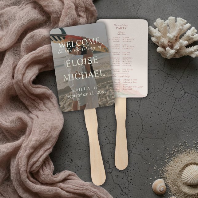 Tropical Sunset Island Wedding Photo Program Fan (Tropical Sunset Island Wedding Photo Program Fan
)