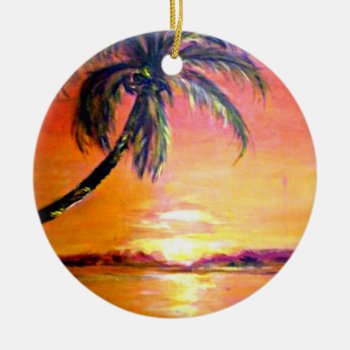 Tropical Sunset Keepsake Ornament by RetirementGiftStore at Zazzle