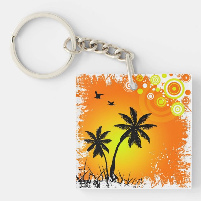 Tropical sunset keychain (Front)