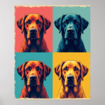 Tropical Sunset Labrador Retriever Pop Art Grid Poster