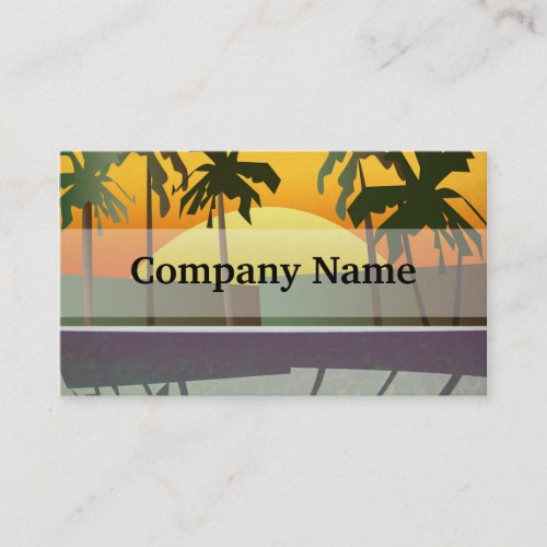 Tropical Sunset Landscape Palm Trees Business Card