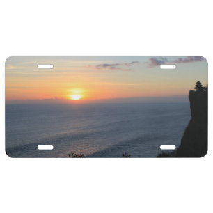 Tropical sunset license plate
