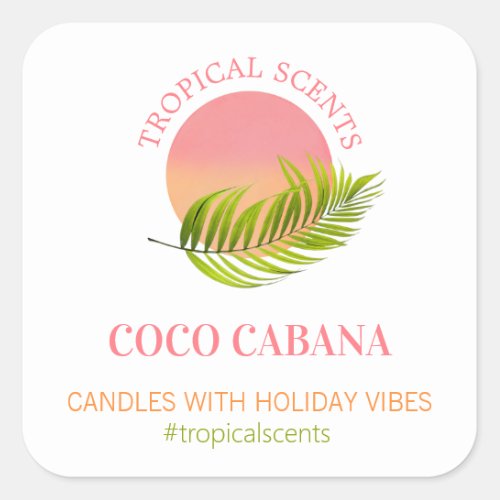Tropical Sunset Logo White Candle Product Labels