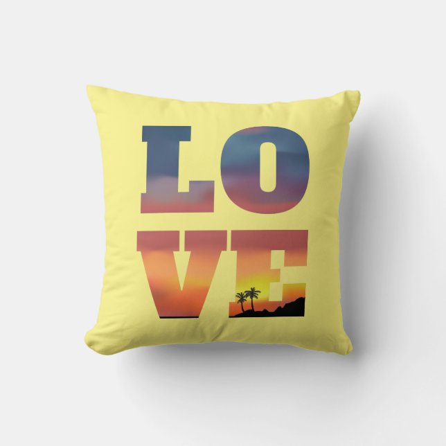 Tropical Sunset Love Throw Pillow (Front)