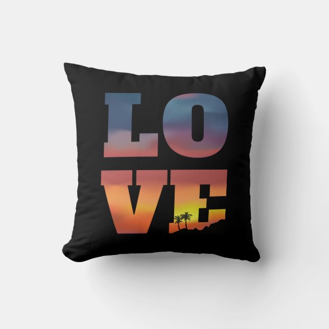 Tropical Sunset Love Throw Pillow (Front)