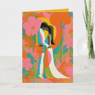 Tropical Sunset Lovers Pop Art Card