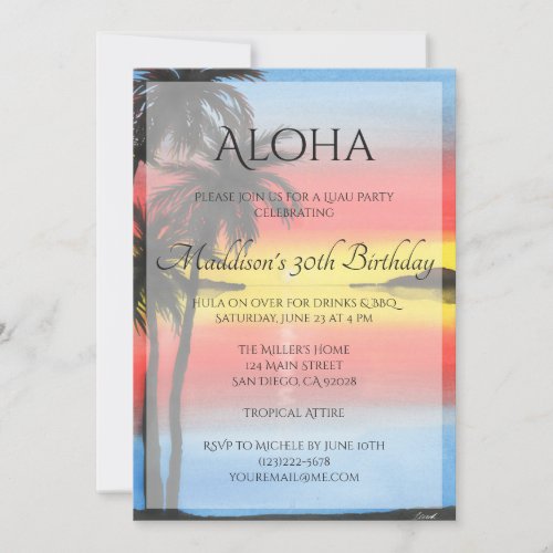 Tropical Sunset Luau Invitation