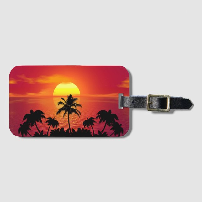 Tropical Sunset Luggage Tag (Front Horizontal)