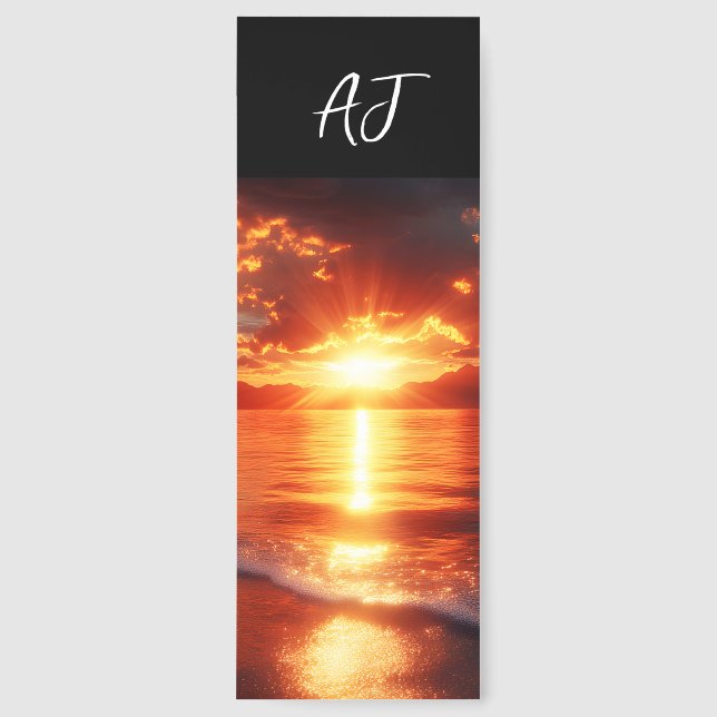 Tropical Sunset Monogram Bookmarks (Front)