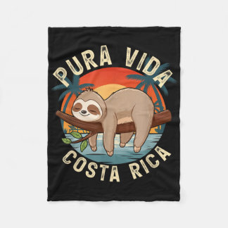 Tropical Sunset Nature Sloth Costa Rica Pura Vida  Fleece Blanket