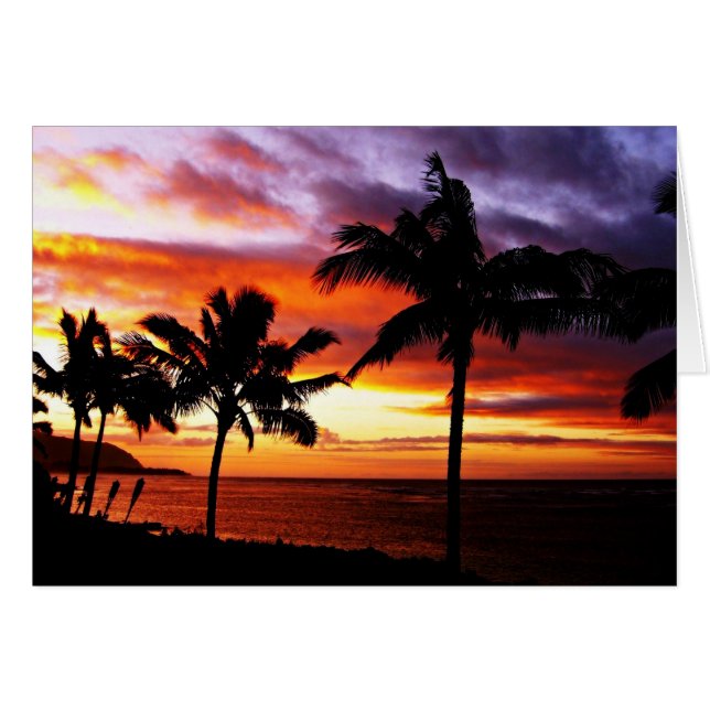 Tropical sunset on the beach cards (Front Horizontal)