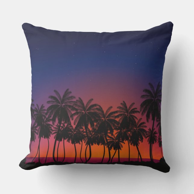 Tropical Sunset Outdoor Pillow (Front)