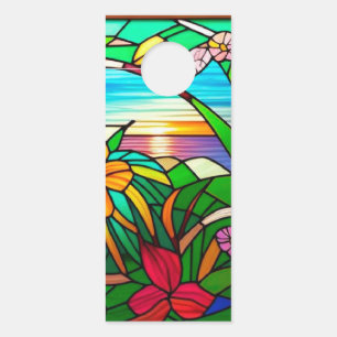 Tropical Sunset Over Ocean Horizon Door Hanger