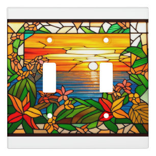 Tropical Sunset Over Ocean Horizon Light Switch Cover
