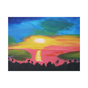 Tropical Sunset Paintings Canvas Art Prints Zazzle Tropical Sunset Painting Canvas Print