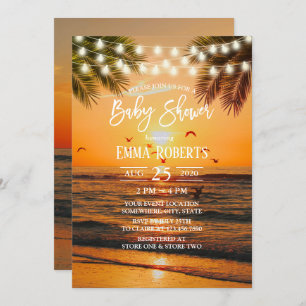 Tropical Sunset Palm Beach Baby Shower Invitation