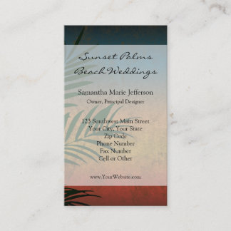 Tropical Sunset Palm Fronds Business Card