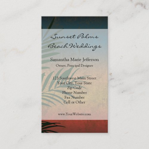 Tropical Sunset Palm Fronds Business Cards