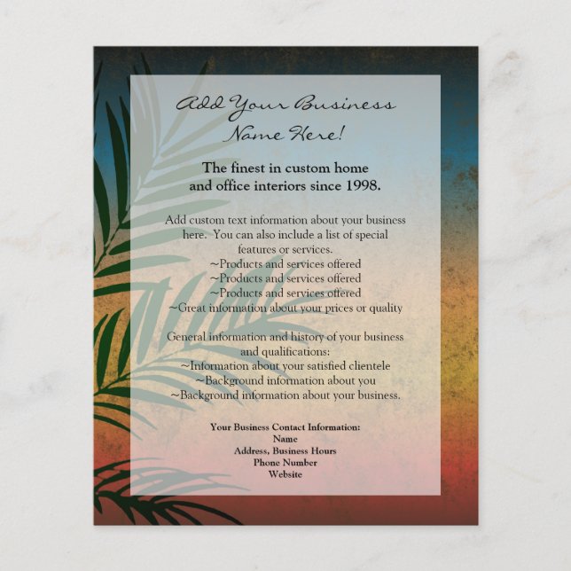 Tropical Sunset Palm Fronds Flyer (Front)