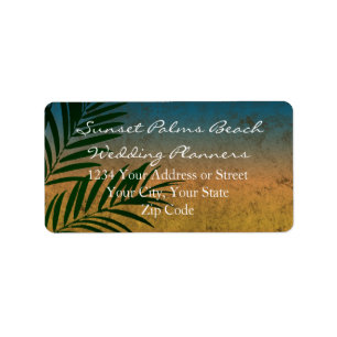 Tropical Sunset Palm Fronds Label