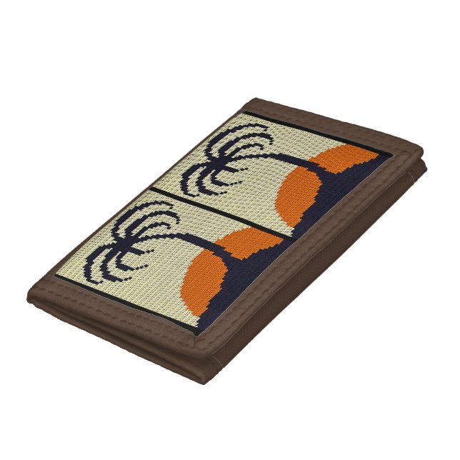 Tropical Sunset Palm Tree Artisan Crochet Print Trifold Wallet (Bottom)