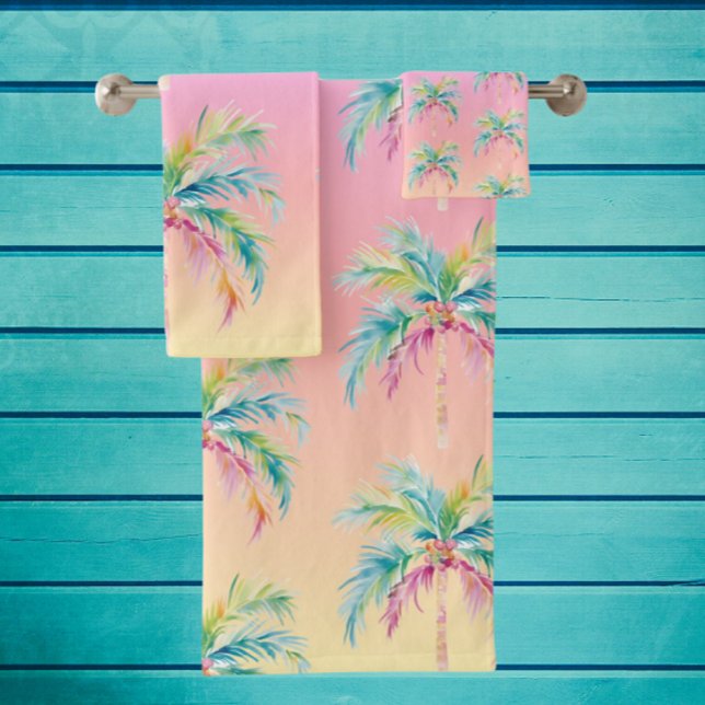 Tropical Sunset Palm Tree  Bath Towel Set (Creator Uploaded)