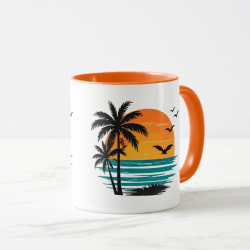Tropical Sunset Palm Tree Design Mug